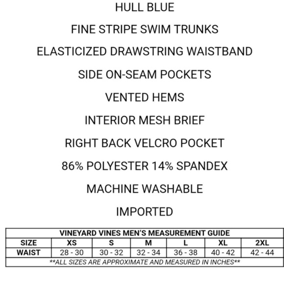 Vineyard Vines Men’s Solid Chappy Swim Trunks 2XL Blue - Picture 9 of 9